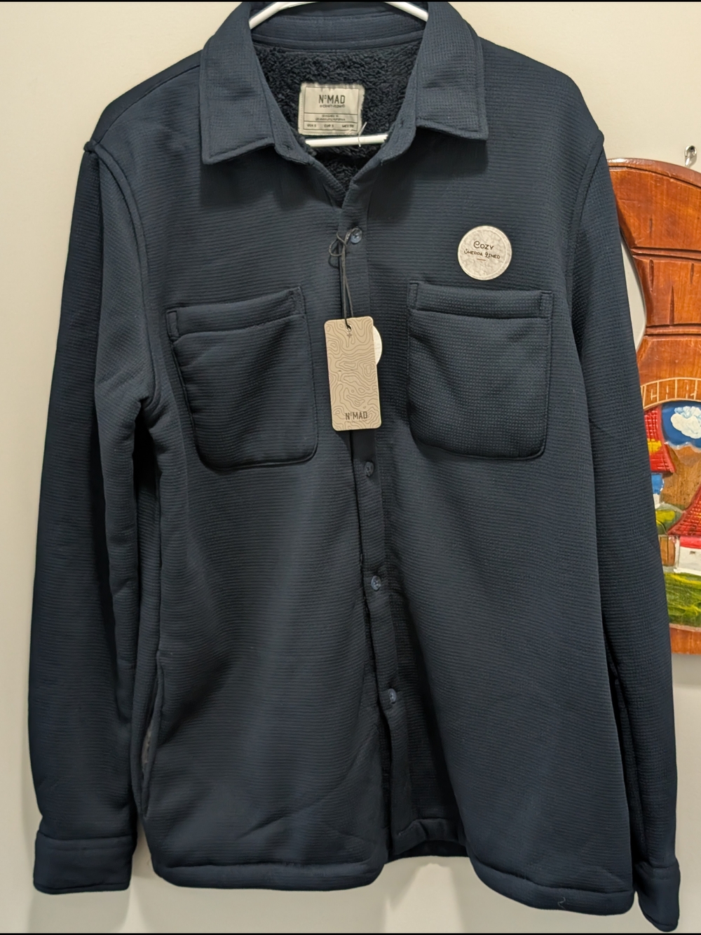 Nomad Men's Dark Blue Zip-Up Sherpa-Lined Sweater Jacket